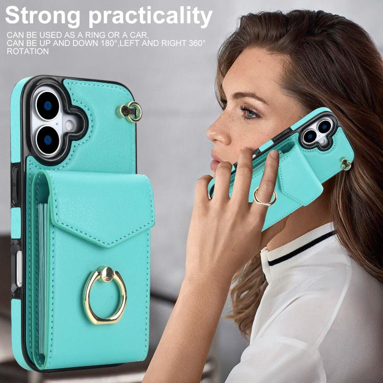 For iPhone 17 Ring Holder RFID Card Slot Phone Case