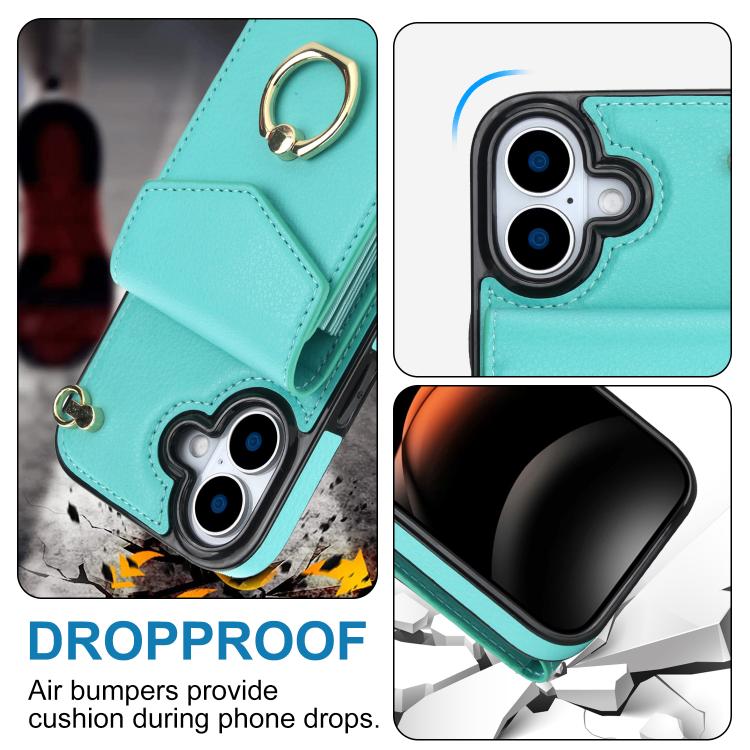 For iPhone 17 Ring Holder RFID Card Slot Phone Case