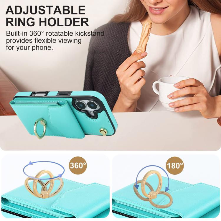For iPhone 17 Ring Holder RFID Card Slot Phone Case