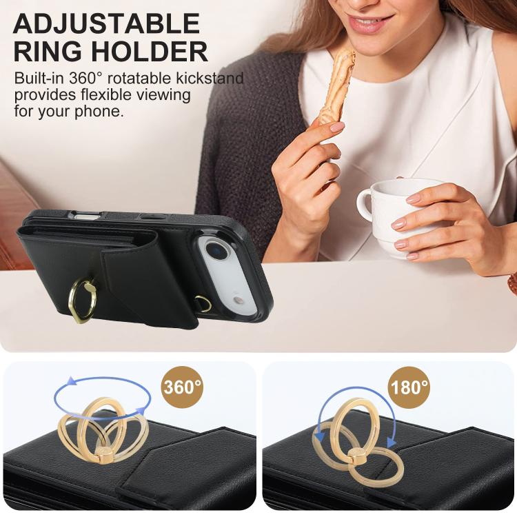For iPhone Air Ring Holder RFID Card Slot Phone Case
