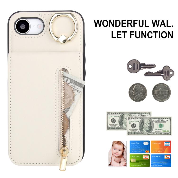 For iPhone 17e / 16e Retro Ring and Zipper RFID Card Slot Phone Case