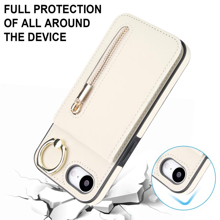 For iPhone 17e / 16e Retro Ring and Zipper RFID Card Slot Phone Case