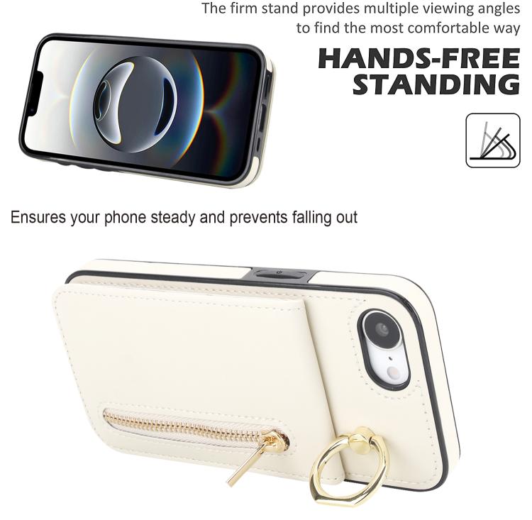 For iPhone 17e / 16e Retro Ring and Zipper RFID Card Slot Phone Case