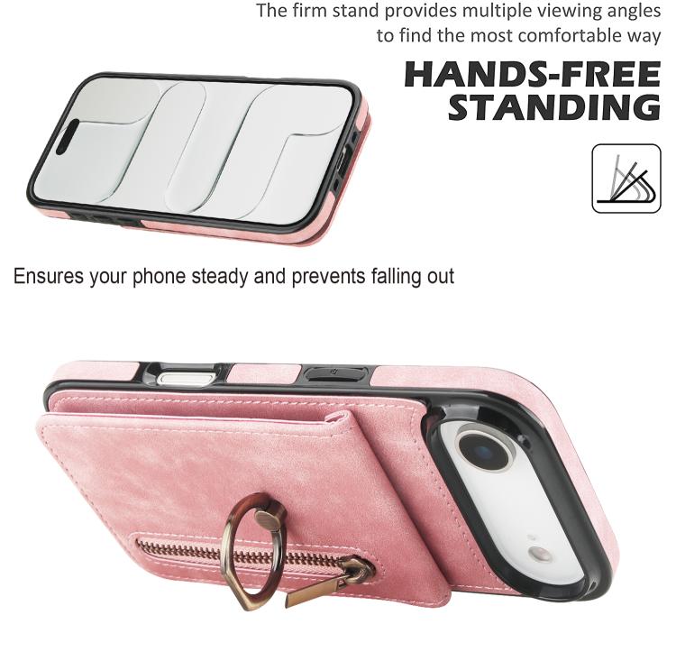 For iPhone Air Retro Ring and Zipper RFID Card Slot Phone Case