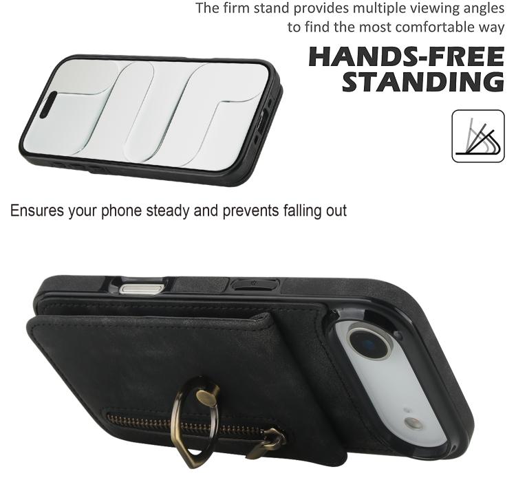 For iPhone Air Retro Ring and Zipper RFID Card Slot Phone Case