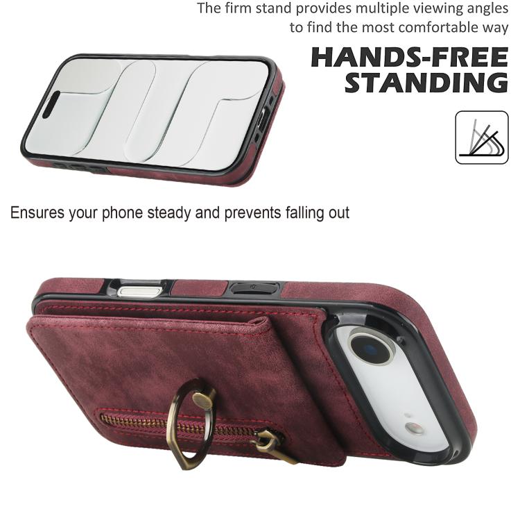 For iPhone Air Retro Ring and Zipper RFID Card Slot Phone Case