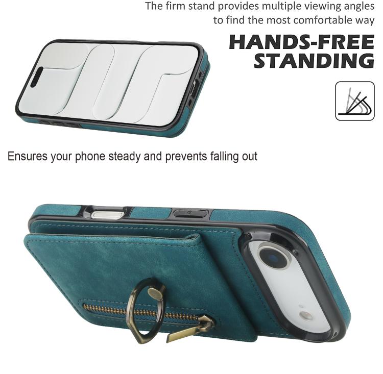 For iPhone Air Retro Ring and Zipper RFID Card Slot Phone Case