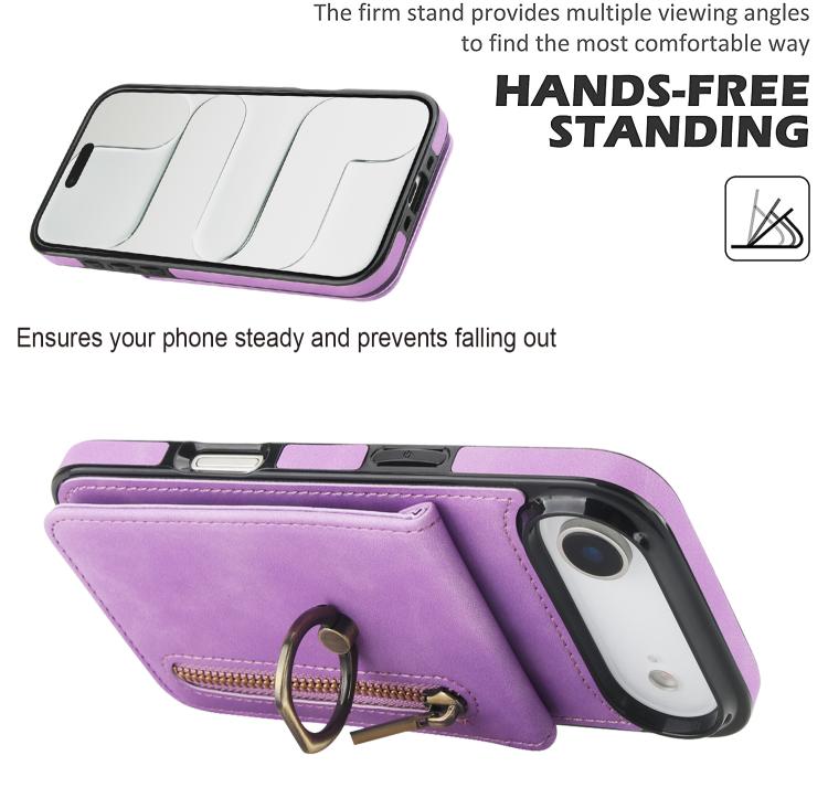 For iPhone Air Retro Ring and Zipper RFID Card Slot Phone Case