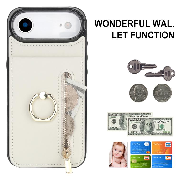 For iPhone Air Retro Ring and Zipper RFID Card Slot Phone Case