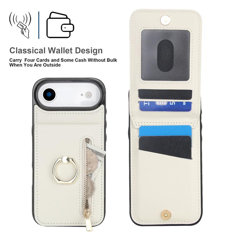 For iPhone Air Retro Ring and Zipper RFID Card Slot Phone Case