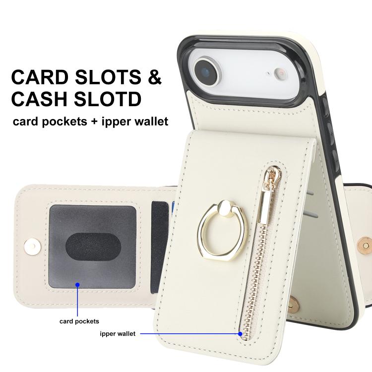 For iPhone Air Retro Ring and Zipper RFID Card Slot Phone Case