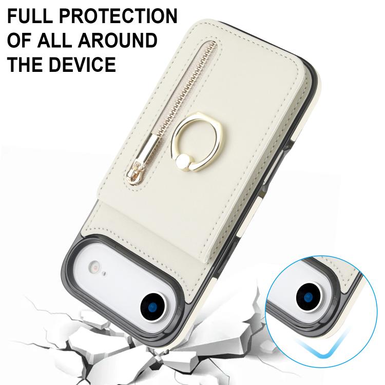 For iPhone Air Retro Ring and Zipper RFID Card Slot Phone Case