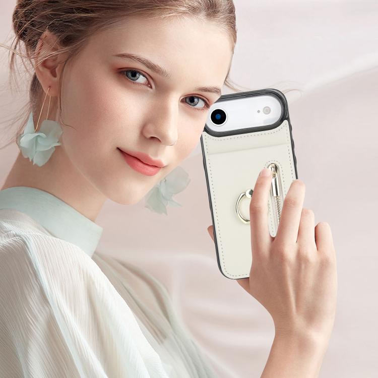 For iPhone Air Retro Ring and Zipper RFID Card Slot Phone Case