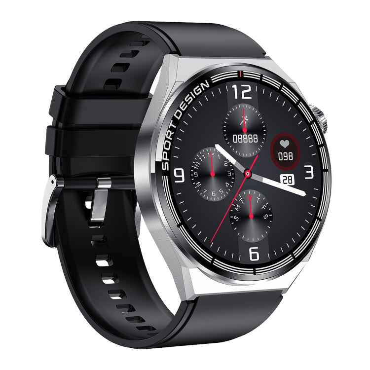 HDT MAX 1.60 inch Silver Dial Silicone Band IP68 Waterproof Smart Watch Support Bluetooth Call(Black)