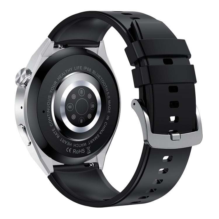 HDT MAX 1.60 inch Silver Dial Silicone Band IP68 Waterproof Smart Watch Support Bluetooth Call(Black)