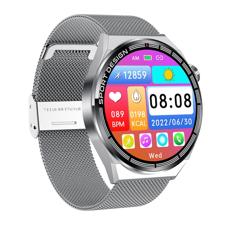 HDT MAX 1.60 inch Silver Dial Milan Steel Band IP68 Waterproof Smart Watch Support Bluetooth Call(Silver)