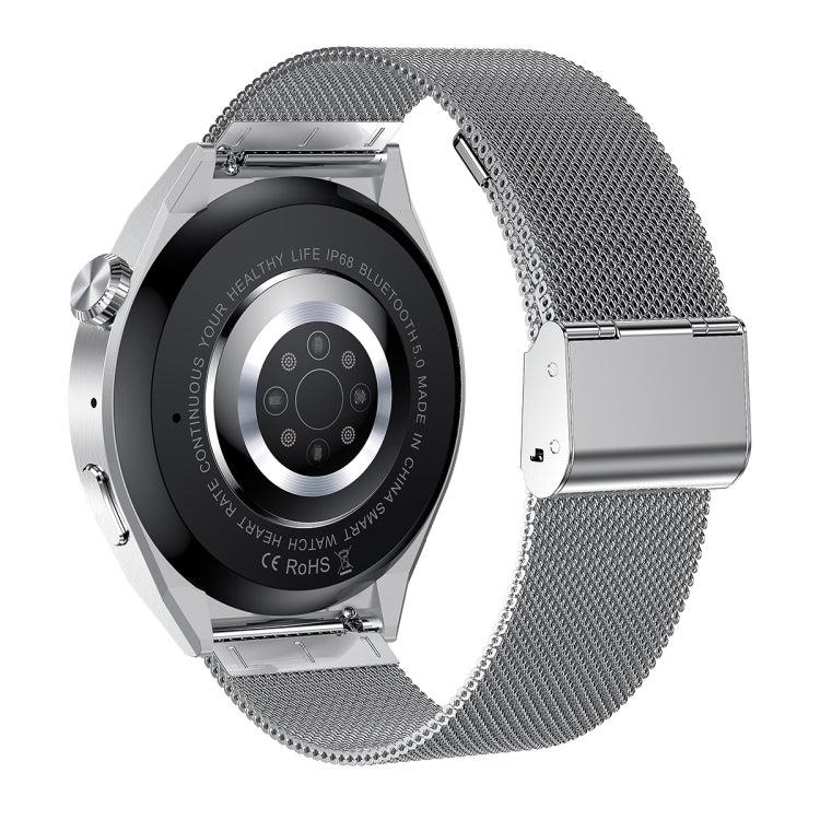 HDT MAX 1.60 inch Silver Dial Milan Steel Band IP68 Waterproof Smart Watch Support Bluetooth Call(Silver)