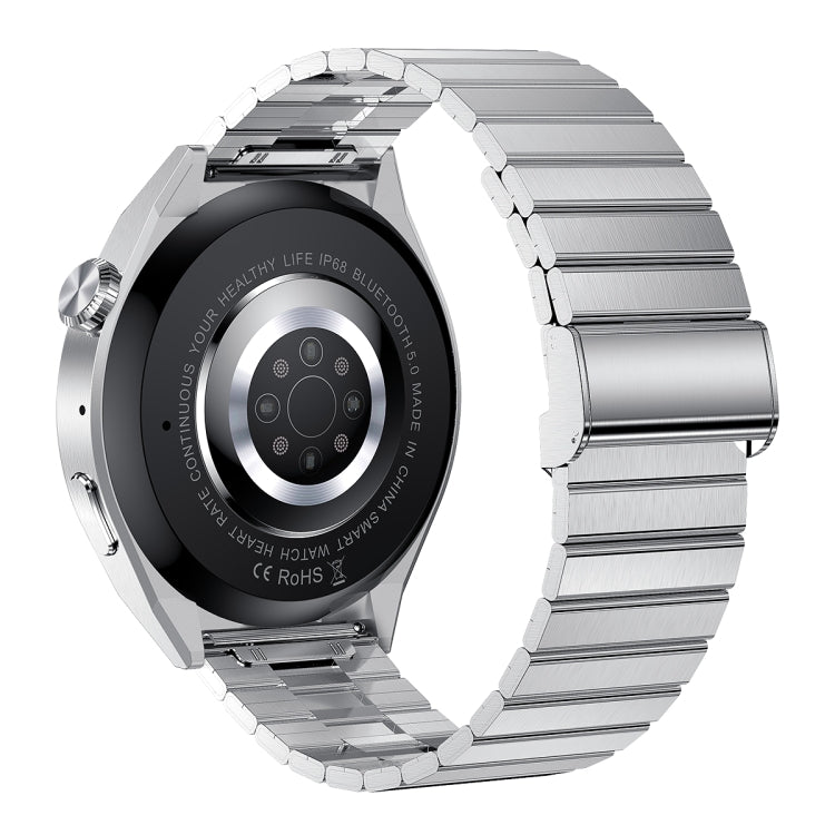 HDT MAX 1.60 inch Silver Dial Bamboo Steel Band IP68 Waterproof Smart Watch Support Bluetooth Call(Silver)