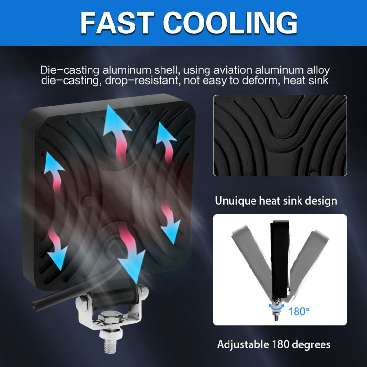 E10 1 Pair 4 inch Square Double Circle Angel Eye Work Light(Black)