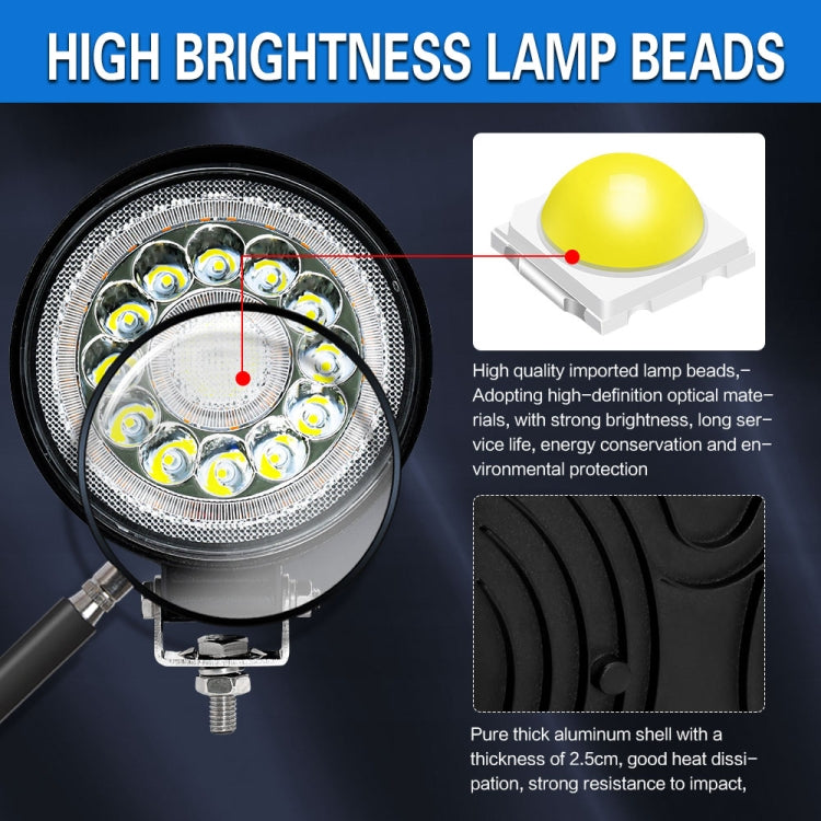 E10 1 Pair 4 inch Round Double Circle Angel Eye Work Light(Black)