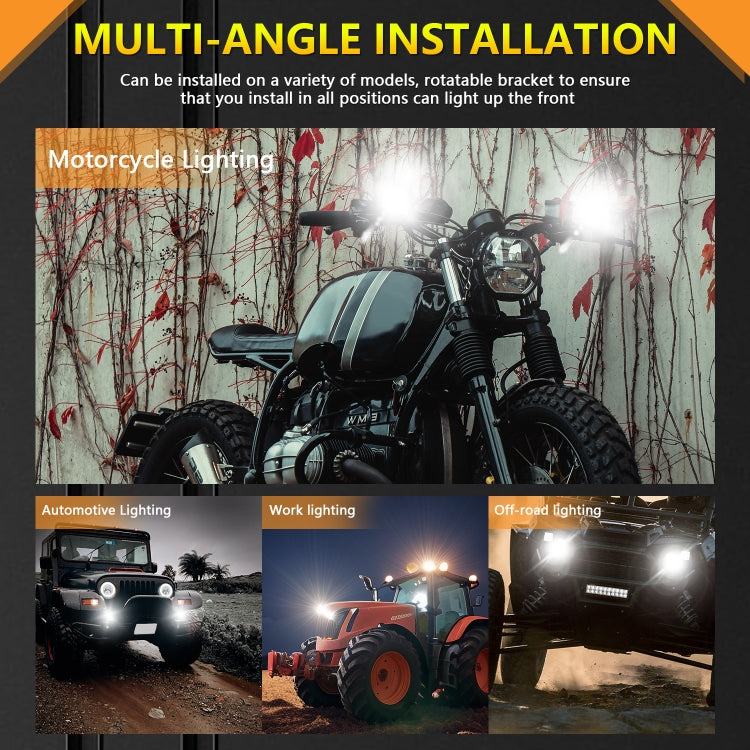 S19 IP68 Waterproof Motorcycle Spotlight(Black)