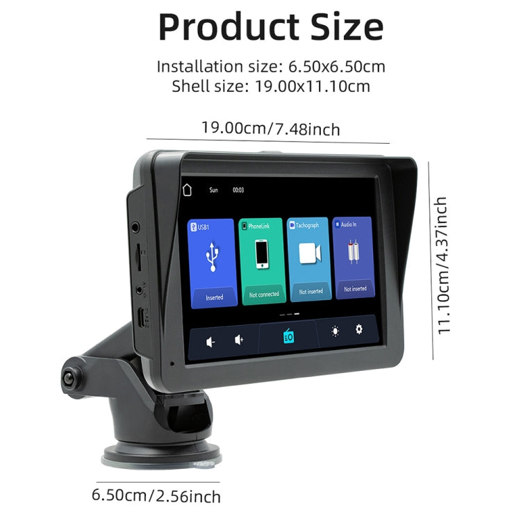 B5570 SunShade Style Car MP5 Player 7 inch Wireless CarPlay, Support Mobile Phone Interconnection
