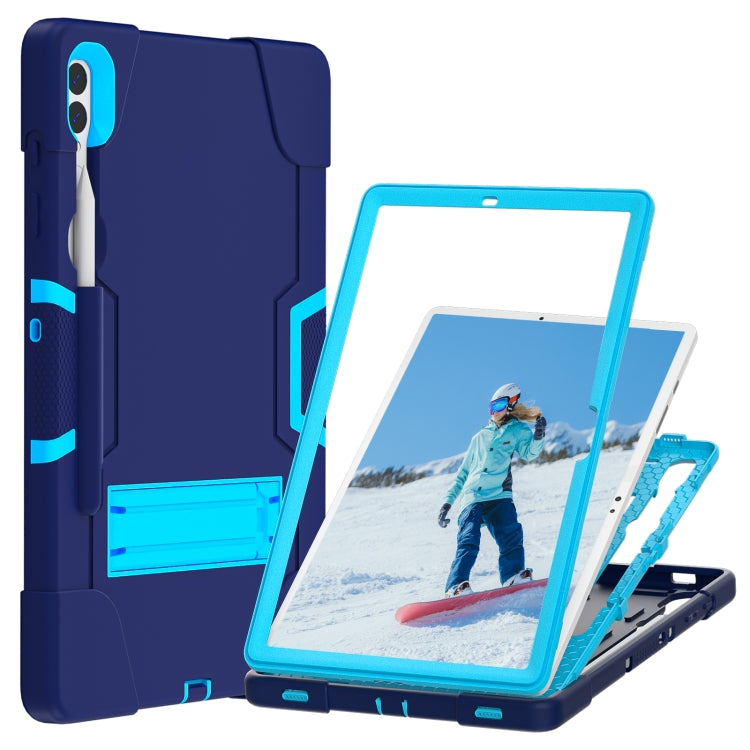 For Samsung Galaxy Tab S9+ Contrast Color Silicone PC Tablete Case with Holder