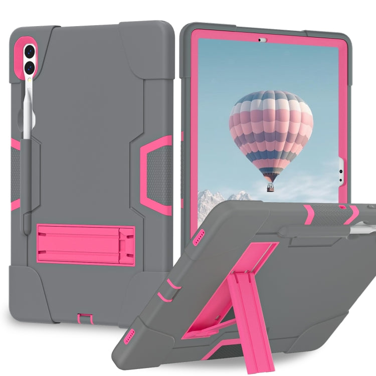 For Samsung Galaxy Tab S9+ Contrast Color Silicone PC Tablete Case with Holder