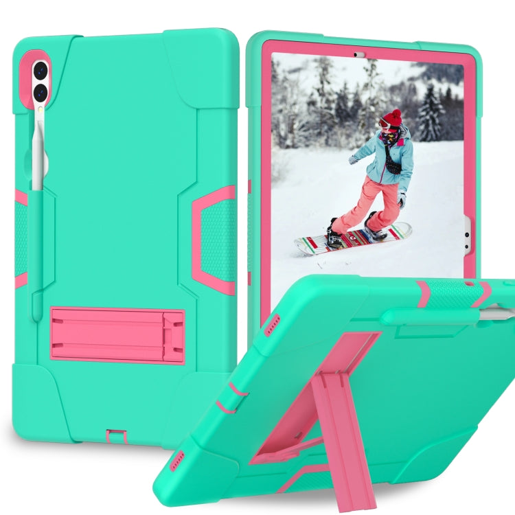 For Samsung Galaxy Tab S9+ Contrast Color Silicone PC Tablete Case with Holder