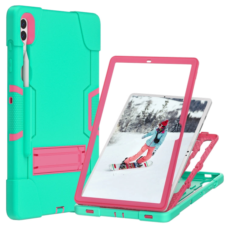 For Samsung Galaxy Tab S9+ Contrast Color Silicone PC Tablete Case with Holder