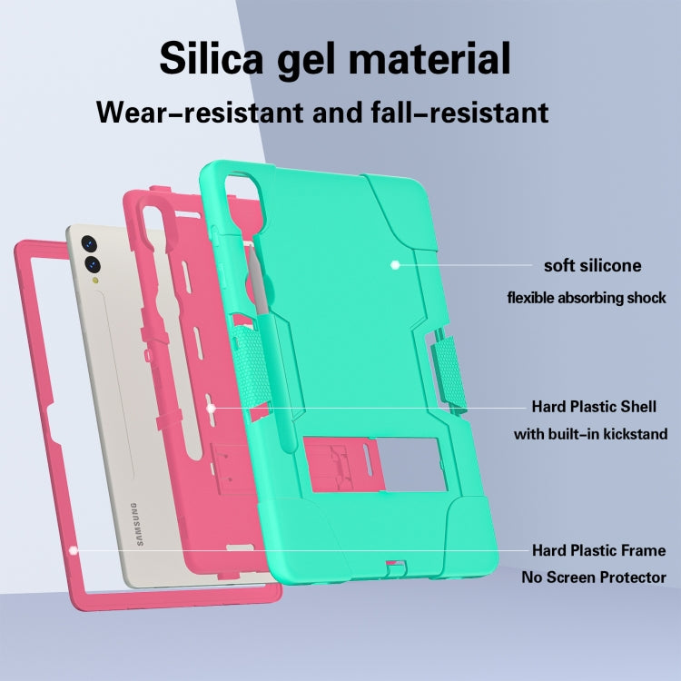 For Samsung Galaxy Tab S9+ Contrast Color Silicone PC Tablete Case with Holder