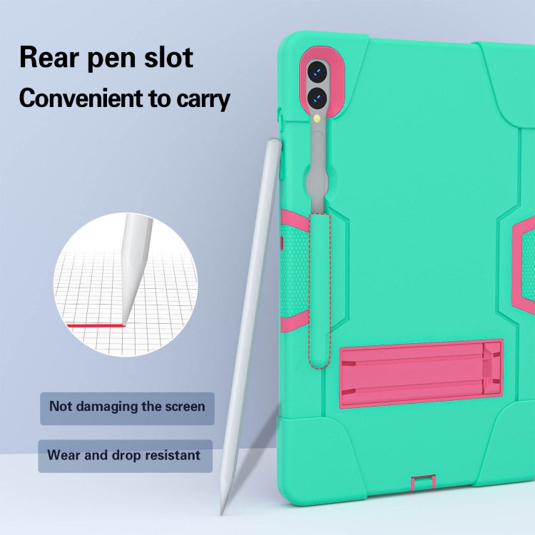 For Samsung Galaxy Tab S9+ Contrast Color Silicone PC Tablete Case with Holder
