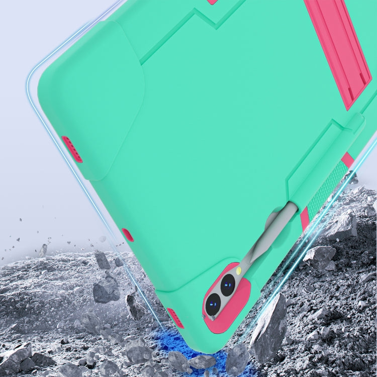 For Samsung Galaxy Tab S9+ Contrast Color Silicone PC Tablete Case with Holder