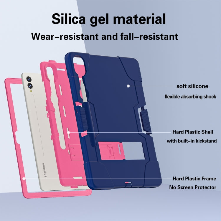 For Samsung Galaxy Tab S9+ Contrast Color Silicone PC Tablete Case with Holder
