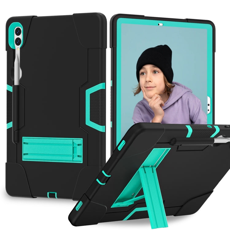 For Samsung Galaxy Tab S9+ Contrast Color Silicone PC Tablete Case with Holder