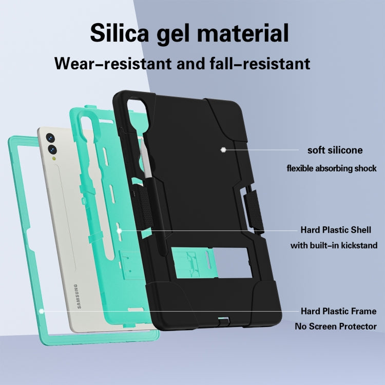 For Samsung Galaxy Tab S9+ Contrast Color Silicone PC Tablete Case with Holder