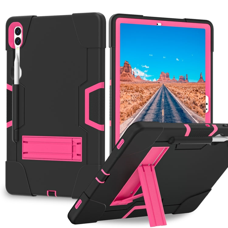 For Samsung Galaxy Tab S9+ Contrast Color Silicone PC Tablete Case with Holder
