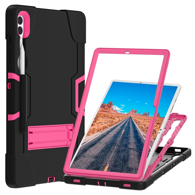 For Samsung Galaxy Tab S9+ Contrast Color Silicone PC Tablete Case with Holder