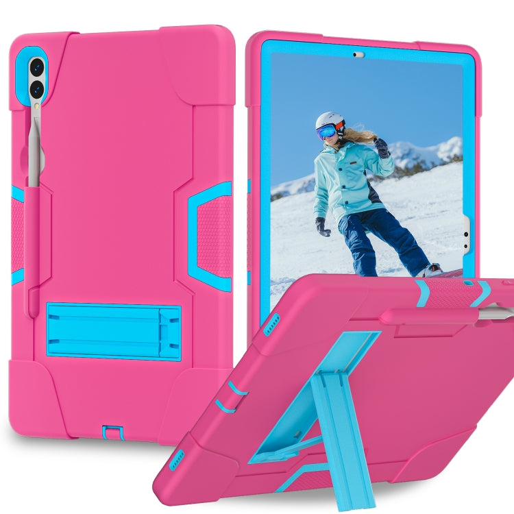 For Samsung Galaxy Tab S9+ Contrast Color Silicone PC Tablete Case with Holder