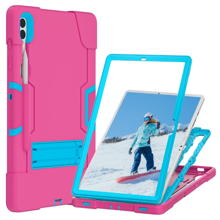 For Samsung Galaxy Tab S9+ Contrast Color Silicone PC Tablete Case with Holder