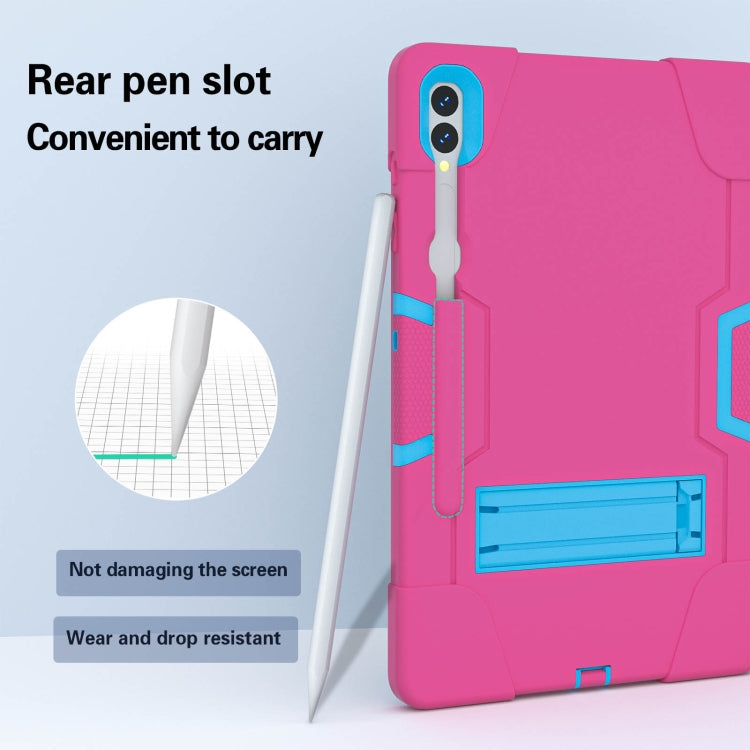 For Samsung Galaxy Tab S9+ Contrast Color Silicone PC Tablete Case with Holder
