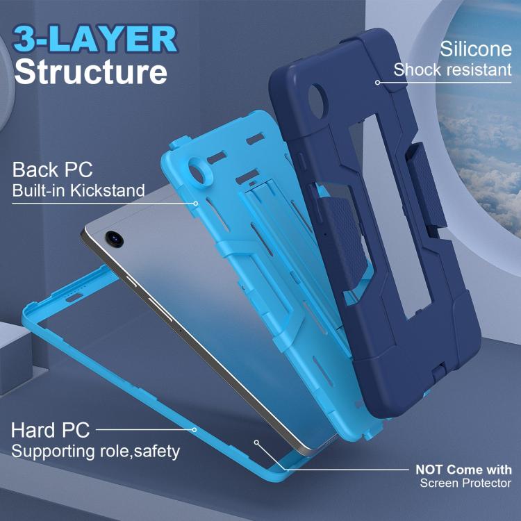 For Samsung Galaxy Tab A11 Contrast Color Silicone PC Tablet Case with Holder