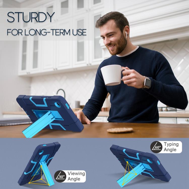 For Samsung Galaxy Tab A11 Contrast Color Silicone PC Tablet Case with Holder
