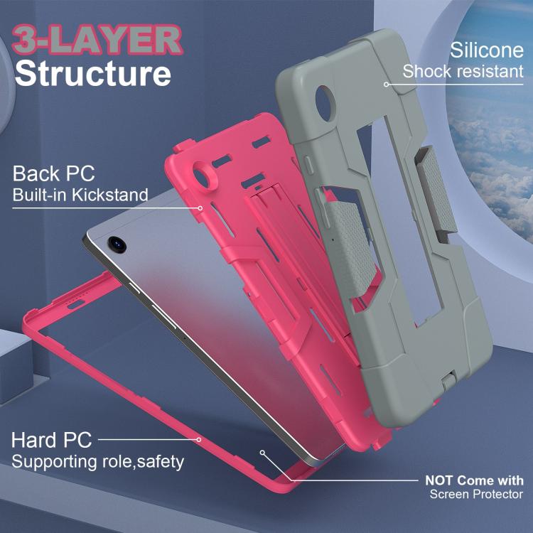 For Samsung Galaxy Tab A11 Contrast Color Silicone PC Tablet Case with Holder