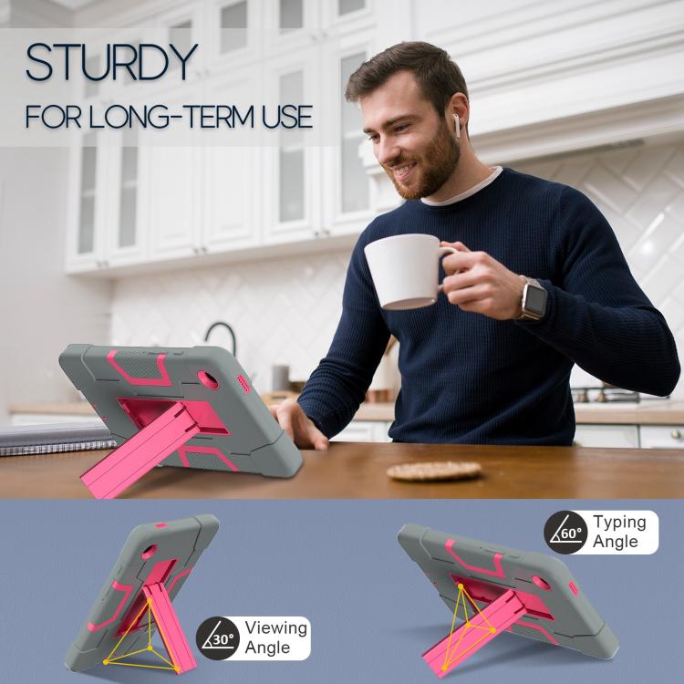 For Samsung Galaxy Tab A11 Contrast Color Silicone PC Tablet Case with Holder