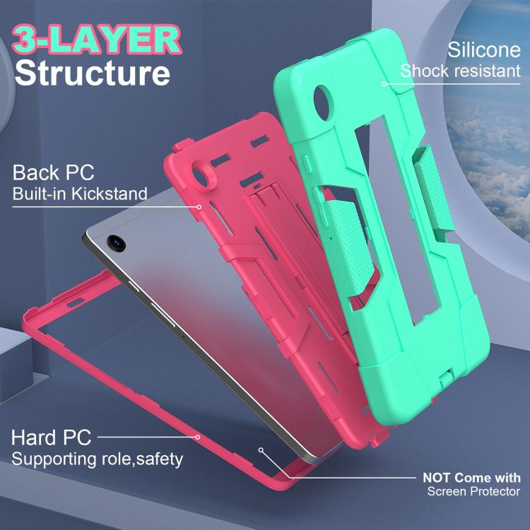 For Samsung Galaxy Tab A11 Contrast Color Silicone PC Tablet Case with Holder