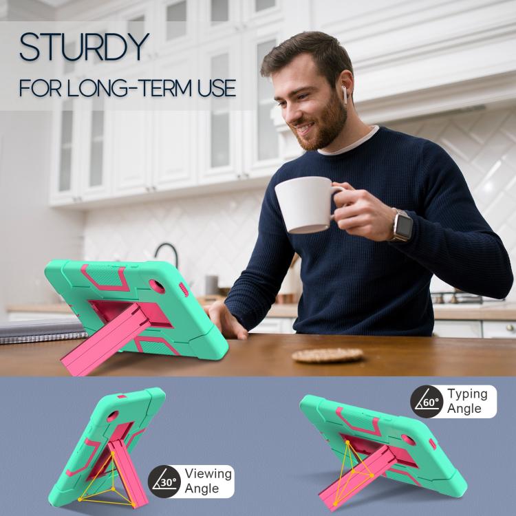 For Samsung Galaxy Tab A11 Contrast Color Silicone PC Tablet Case with Holder