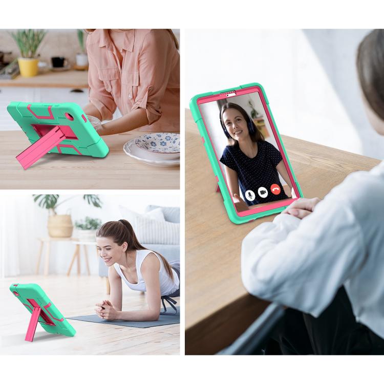 For Samsung Galaxy Tab A11 Contrast Color Silicone PC Tablet Case with Holder