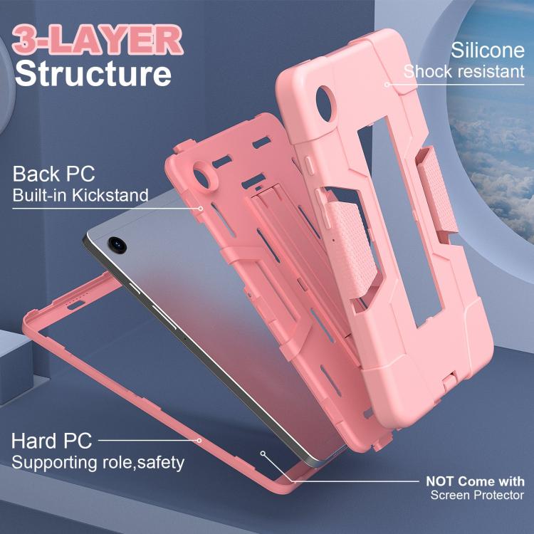 For Samsung Galaxy Tab A11 Contrast Color Silicone PC Tablet Case with Holder
