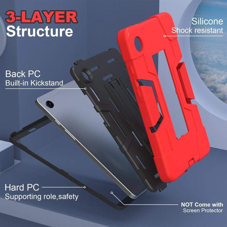 For Samsung Galaxy Tab A11 Contrast Color Silicone PC Tablet Case with Holder